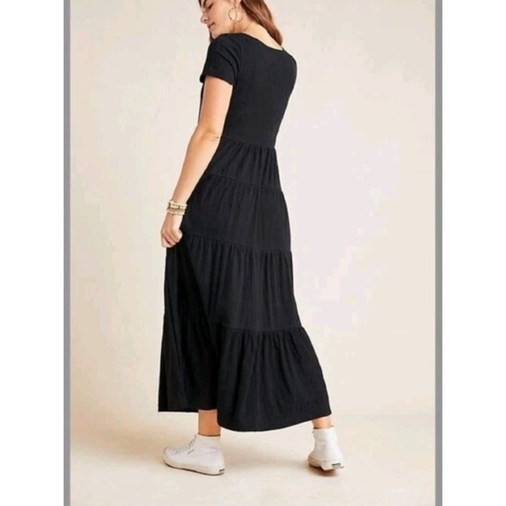 Anthropologie Maeve Gillian Tiered Maxi Dress Small Black Boho Whimsigoth Witchy - Picture 2 of 12